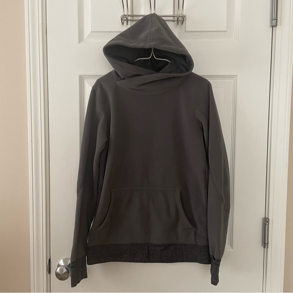 Lululemon Athletica Runaway Fleece Hoodie Pullover Gray Herringbone